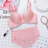 Ready Stock Push Up Bra Set Size 70-85 A B C Cup Wireless Seamless Bra Smoothing Comfort Underwear B