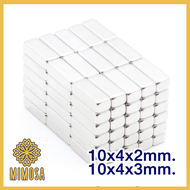 MIMOSA (2 ชิ้น) แม่เหล็ก Neodymium ทรงสี่เหลี่ยม ขนาด 10x4x3mm/10x4x2mm แม่เหล็ก NdFeb แรงสูง แม่เหล็กดูด
