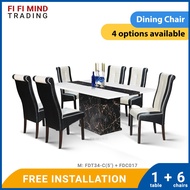 Hinrik Marble Dining Set/ Marble Dining Table/ Meja Makan 6 Kerusi/ Meja Makan Marble/ Meja Makan Set