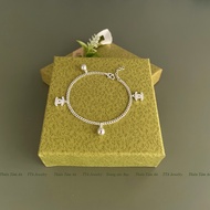 Lắc tay xích Bạc S990 có charm chuông dài 14cm-15cm-16cm bé gái bạn gái có thể sử dụng như lắc chân