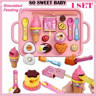 1 Set Food Feeding Plate Set Pretend Play Jelly Pudding Feeding Toy Set for Kid Mainan Puding Sendok