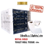 ROYAL GOLD TOILET ROLL TISSUE - 220s (12pkt/ ctn) Pulp Paper 2ply - 120 Rolls - Pulppy Toilet Roll /