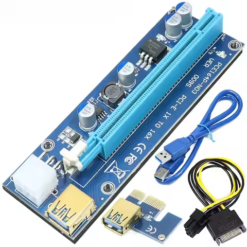 VER009S PCI-E Riser Card Adapter 009S PCIE PCI Express X1 to X16 Extender 0.6M USB 3.0 Cable SATA to