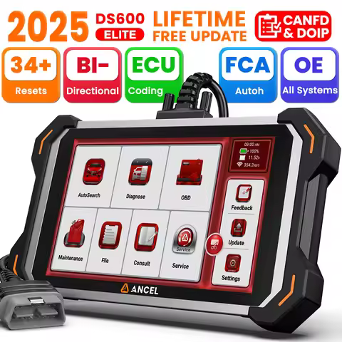 ANCEL DS600 Elite OBD2 Scanner with 34+Reset Bidirectional ECU Coding Oil EPB BMS CAN-FD Doip Full S