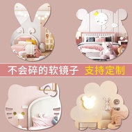 Cartoon Cute Mirror Bathroom Sticker Wall Self-adhesive Piece Mirror Bathroom Vanity Makeup Mirror No Punch Decorative Acrylic Soft Mirror