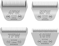 4 Pack Detachable Pet Dog Grooming Blades-Size 10W+7FW+5FW+4FW Dog Grooming Wide Blade,Cutting Lengt