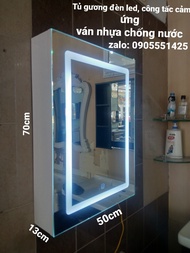 Tủ gương đèn led ván nhựa chống nước công tấc cảm ứng. Lavabo tủ nhựa.Có bảo hành