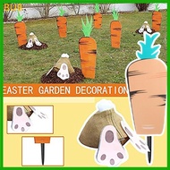 BUB Happy Easter Garden Decoration Cartoon Rabbit Bunny Feet Carrot Stakes Yard Sign Outdoor Scene L