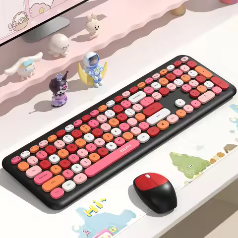 MOFII Computer Keyboard Mouse Wireless Set USb, Cute Wireless Noise Free Ultra Thin Type, PC Keyboar