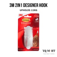 3M 2IN1 Designer Hook/Command Wall Adhesive Waterproof Medium Hook(Holds up to 2.2kg)