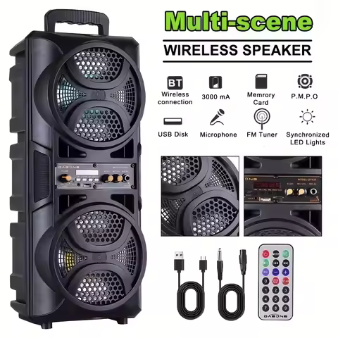 Portable Bluetooth Speaker, Equipped with A Subwoofer Stereo System, Outdoor Party Speaker, LED Colo