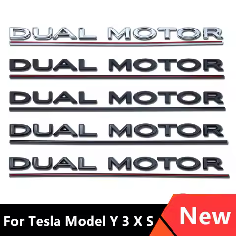 3D Logo DUAL MOTOR Underlined Letters Emblem For Tesla Model Y 3 X S Car Trunk Badge Sticker Dual Mo