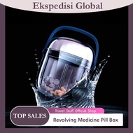 Revolving Medicine Pill Box 4 Compartments Ekspedisi Global Big Capacity Portable Medicine Container Bekas Ubat Kotak