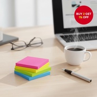 4 Pads of 7.5x7.5cm Sticky Notes (3x3 Inches), Bright Colors Self-Adhesive Pads, Easy to Post for Ho