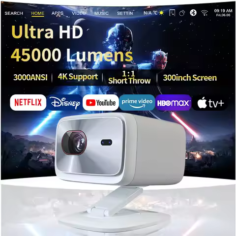 LENOVO 4K Ultra HD Projector Smart BT WiFi 6 3000ANSI Auto Focus Home Theater Cinema High Brightness
