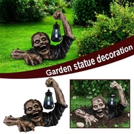 MEROFA Resin Halloween Horror Gnome Statue with Led Light Zombie Festival Terror Prop Lawn Decoration Zombie Statue Outdoor