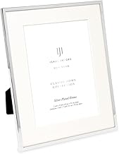 Isaac Jacobs 7x9 (Matted 5x7) Silver Metal Picture Frame, Classic Metal Photo Frame Made For Tableto
