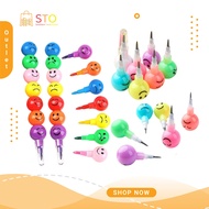 STO 7 Colors Emoji Bullet Round Stacking Bright Colors Crayon Pencil Writing Kawaii Cute Pensel Non 