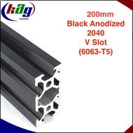 200mm Aluminium Profile V-Slot Black Anodized 2040 (6063-T5)
