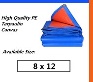 Blue Orange Waterproof Canvas Tarpaulin Sheet Canopy Camping Size 8 feet x 12 feet