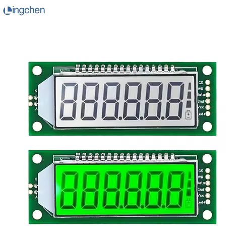 LCD Module 2.4 inch 6-Digit 7 Segment LCD Display Module HT1621 LCD Driver IC with Decimal Point Whi
