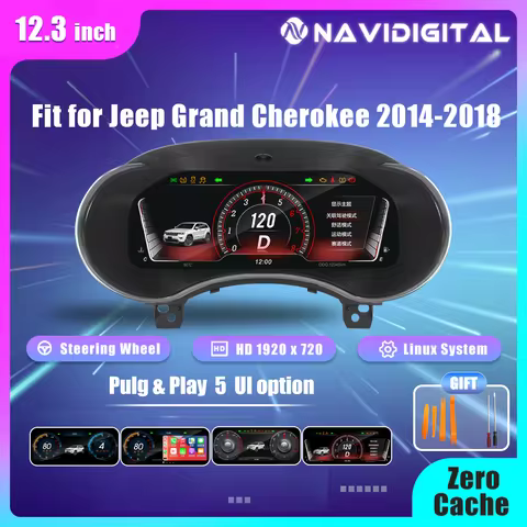 12.3 ''Digital Cluster Dashboard For Jeep Grand Cherokee 2014-2018 Years Auto Lcd Paneel Snelheidsme