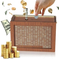 1PCS Saving Money Box Dollar Piggy Bank Decorative Bank Box Retro Reusable Wooden Box 10000 Saving C