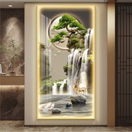 ภาพตกแต่ง LED ระดับไฮเอนด์สำหรับห้องน้ำส่วนตัวและโถง รูปต้นไม้สีเขียว แสงสีเขียว ภาพวาดสีน้ำมันที่ทำ
