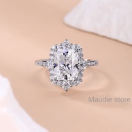 4ct Radiant Real Moissanite Diamond Ring Super Luxury 100% S925 Thick Sterling Elegant Emerald Cut E