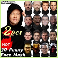 2Pcs Funny Full Face Mask 3D Printed Celebrity Balaclava UV Protection Sunscreen Ronaldo Messi Mr. B
