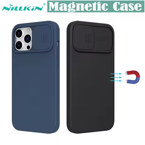 For iPhone 13 Pro Max Case NILLKIN Silky Magnetic Case For iPhone 13 12 Pro Slide Camera Soft Silico