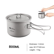 MOBI GARDEN แคมป์ปิ้งหม้อไทเทเนียม800Ml/1250Ml/1300Ml เครื่องครัวบนโต๊ะอาหาร Ultralight Picnic Foldi
