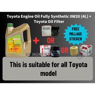 TOYOTA 0W20 SN Fully Synthetic Engine Oil (4L) 0W-20 WITH OIL FILTER TOYOTA YZZE1 / YZZE2 / YZZA6