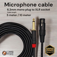 **Hight Quality** 6.3mm Mono Plug to XLR Canon Socket Microphone Cable Copper Cable 5 Meter/10 Meter