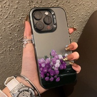 Flower Purple Rose Painted Black New Ind Energetic Colorful Silver Painted Anti-Drop Phone Case Prot