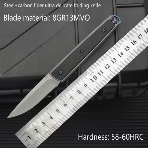 New Steel 8cr13mov+Carbon Fiber Folding Outdoor Camping Tool Knife Portable Sharp Wilderness Surviva