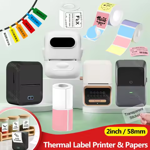 Portable Thermal Label Printer Marklife X2/P50 2inch Label Maker & 30-50mm White Round Color Transpa