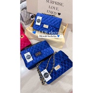 TAS WANITA SELEMPANG MY CHOICE BAG SUEDE RANTAI EMAS GRATIS BOX
