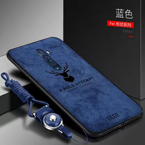 For OPPO Reno 2 Z 2Z 2F Case Luxury Soft Silicone+Hard fabric Deer Slim Protective Back Cover Case f