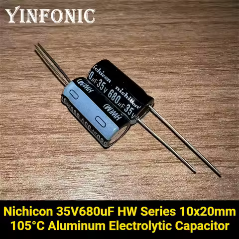 10Pcs/50Pcs Nichicon 35V680uF HW Series 10x20mm 680uF/35V 105°C High-Quality Aluminum Electrolytic C
