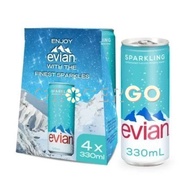 Evian Sparkling Carbonated Natural Mineral Water Can Pack of 4 (4 x 330ml)