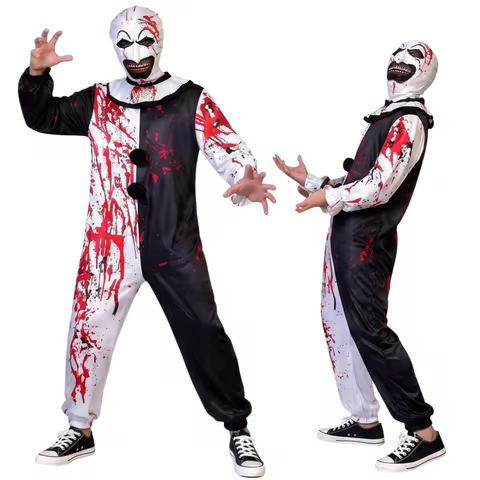Artistic Clown Cosplay Costumes Movies Horror Movies Bloody Jumpsuits Killer Clown Jumpsuits men's H