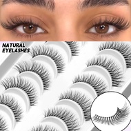 GROINNEYA Natural Lashes Cat Eye Anime Lashes Thin Band Faux Mink Lashes Lightweight High-quality La