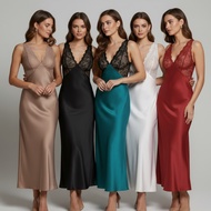 40-130kg Selena Clawsets Night Dress Fit All Body Size  Baju Tidur Mewah Premium Ice Satin Lembut