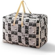 Moving Boxes 84L Storage Box with Lid for Bedding, Clothes, Blankets. Foldable and Washable, for Mov