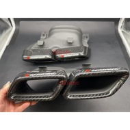 Mercedes w205 w213 Modified Real Carbon Fiber ak Scorpion Tube Four Out Oblique Square Tailpipe Swee