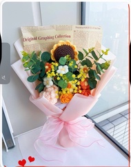 (多款現貨) 針織花 鉤織 手工 手織 卡通 pokemon 比卡超 皮卡丘 pikachu 卡比獸 獅子太陽花 玫瑰花 向日葵 薔薇花 康乃馨 生日禮物 畢業花 情人節 求婚 相識 拍拖 結婚紀念日