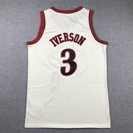 76 People No. 3 Cream White basketball Uniform IVERSON IVERSON basketball man jersey Retro Version