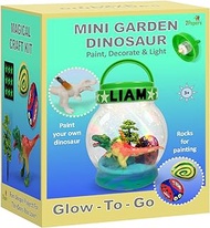 Light Up Mini Dinosaur Garden with Paintable Dinosaur Toy, Rock painting &amp; Clay Arts and Crafts For Boys &amp; Girls,DIY Terrarium Kit For Kids, Dinosaur Gifts For All Ages Birthday Present,DIY Nightlight