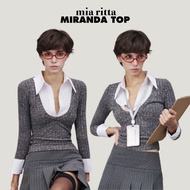 MIA RITTA sweater with shirt, long-sleeved sweater with slim collar and stretchy silhouette MIRANDA 